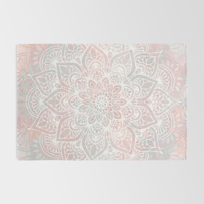 Mandala, Yoga, Love, Coral and Gray, Wall Art Boho Rug Gallery Image 2
