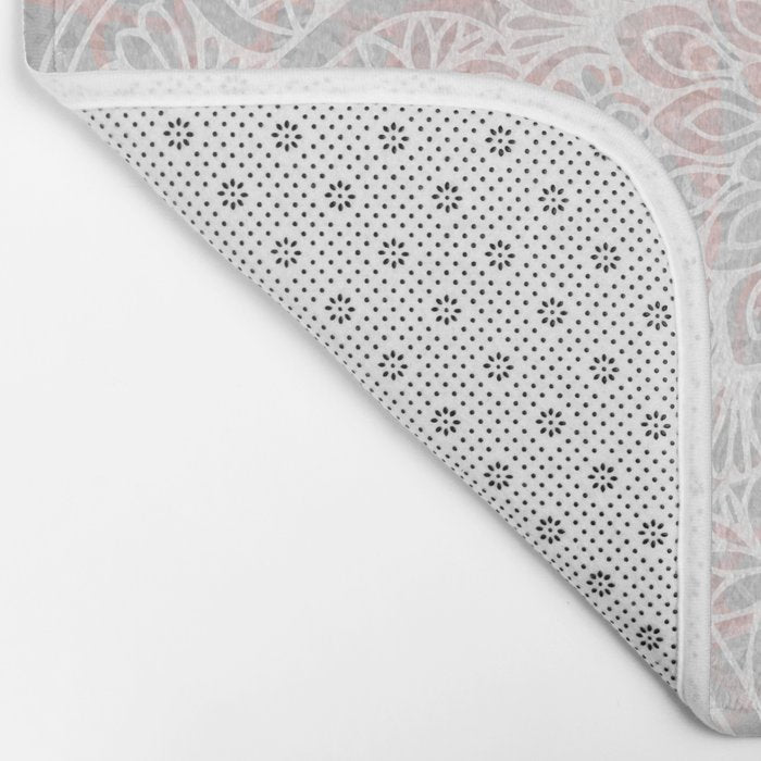 Mandala, Yoga, Love, Coral and Gray, Wall Art Boho Bath Mat Gallery Image 2