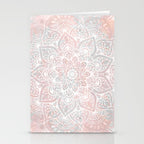 Mandala, Yoga, Love, Coral and Gray, Wall Art Boho Stationery Card Gallery Image 2
