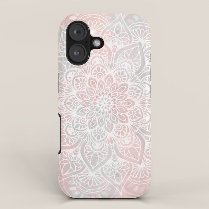 Mandala, Yoga, Love, Coral and Gray, Wall Art Boho iPhone Case Gallery Image 1