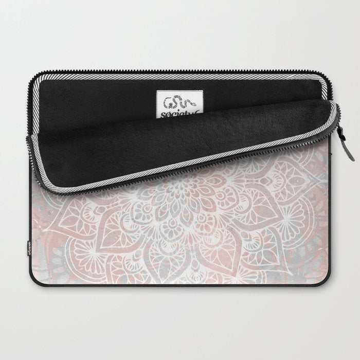 Mandala, Yoga, Love, Coral and Gray, Wall Art Boho Laptop Sleeve Gallery Image 2