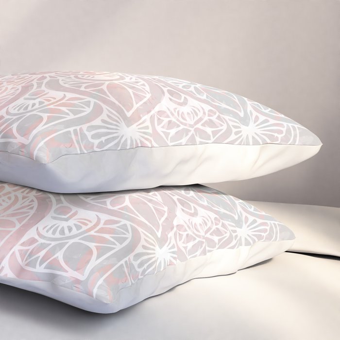 Mandala, Yoga, Love, Coral and Gray, Wall Art Boho Pillow Sham Gallery Image 3