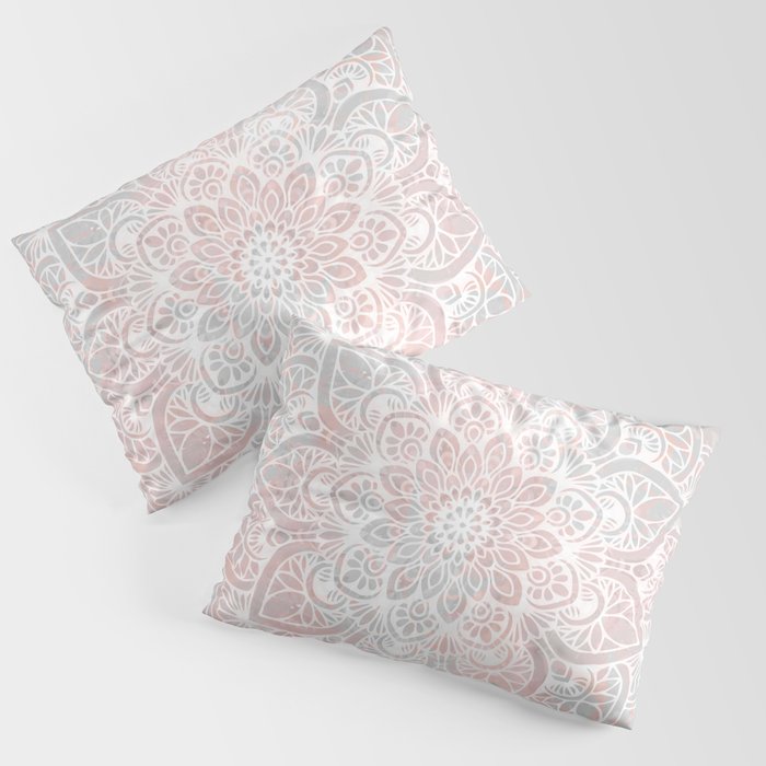 Mandala, Yoga, Love, Coral and Gray, Wall Art Boho Pillow Sham Gallery Image 3