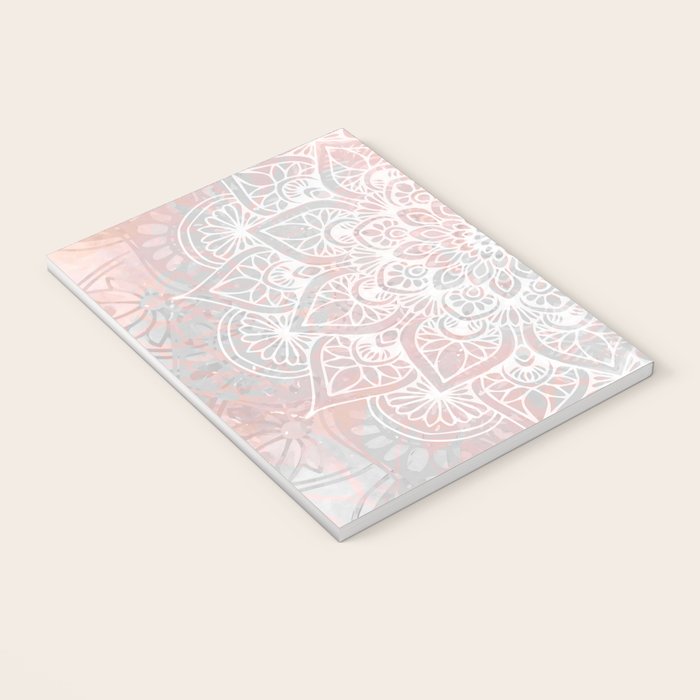 Mandala, Yoga, Love, Coral and Gray, Wall Art Boho Notebook Gallery Image 3