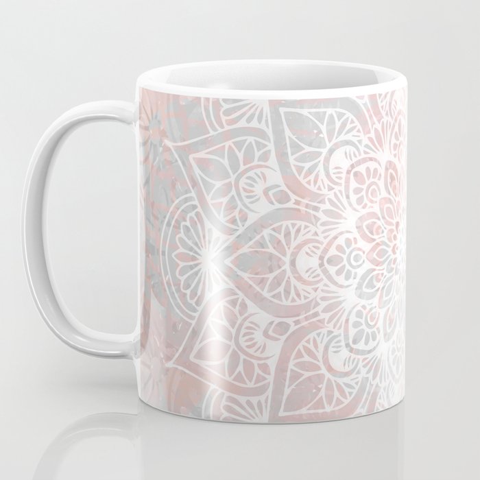 Mandala, Yoga, Love, Coral and Gray, Wall Art Boho Coffee Mug Gallery Image 3