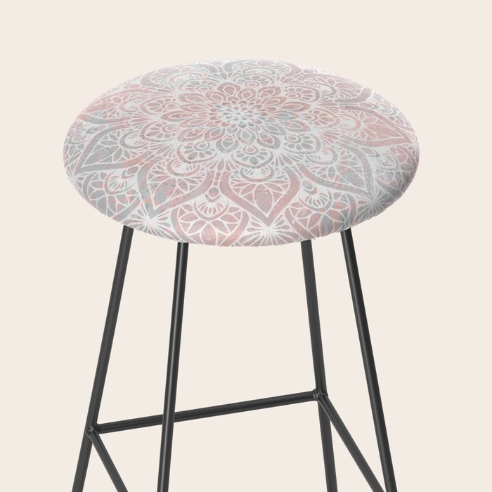 Mandala, Yoga, Love, Coral and Gray, Wall Art Boho Stool Gallery Image 2