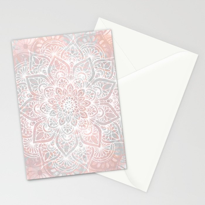 Mandala, Yoga, Love, Coral and Gray, Wall Art Boho Stationery Card Gallery Image 2