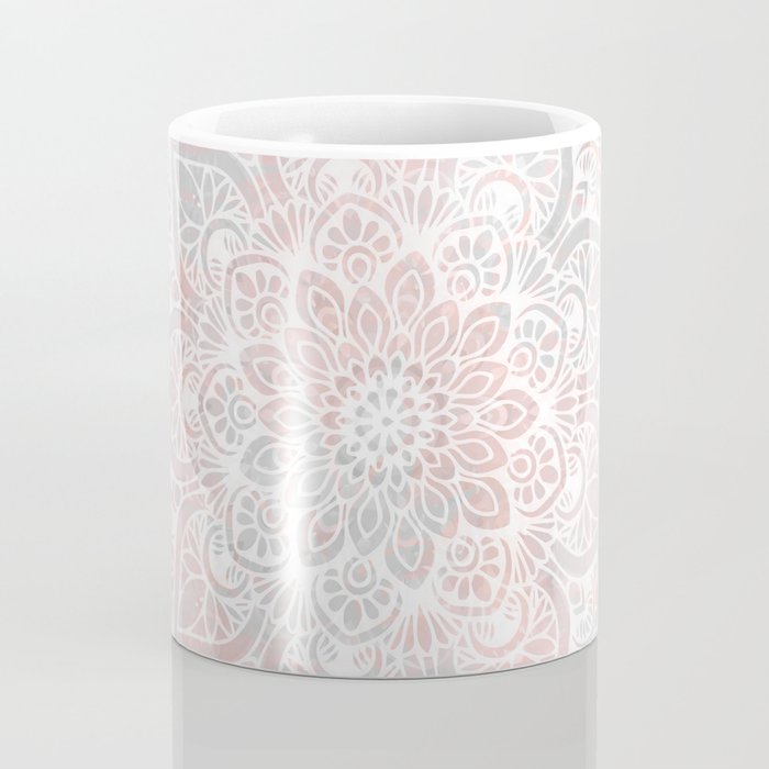 Mandala, Yoga, Love, Coral and Gray, Wall Art Boho Coffee Mug Gallery Image 4