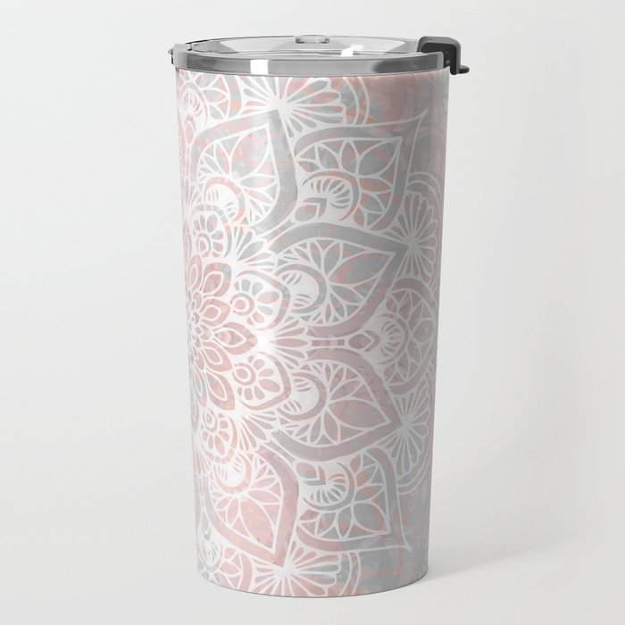 Mandala, Yoga, Love, Coral and Gray, Wall Art Boho Travel Mug Gallery Image 2