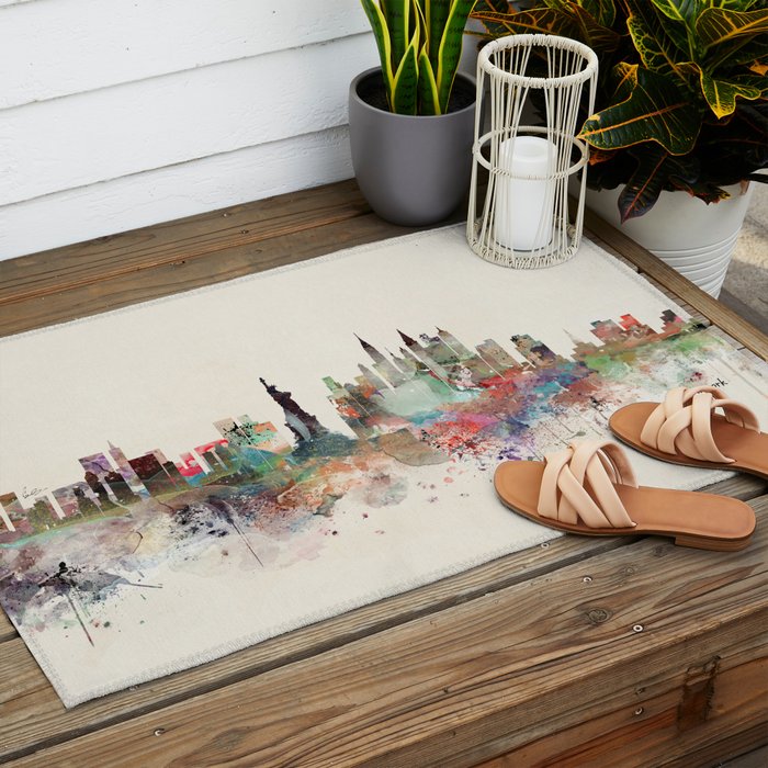 new york city skyline Outdoor Rug Gallery Image 2