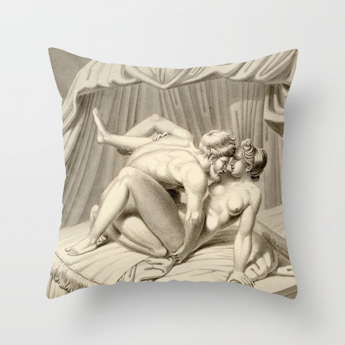 Jean Frédéric Maximilien de Waldeck Erotic Lovers XIV Throw Pillow Gallery Image 1