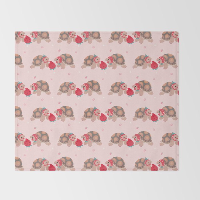 Tortoises love strawberries Throw Blanket Gallery Image 2