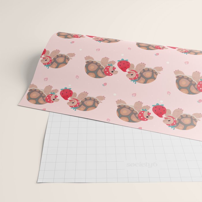 Tortoises love strawberries Wrapping Paper Gallery Image 2