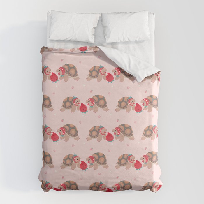 Tortoises love strawberries Duvet Cover Gallery Image 6