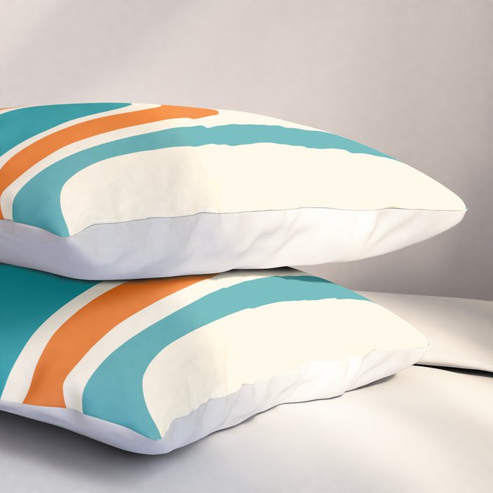Palm Springs Mid Century Modern Abstract Pattern Orange Mustard Teal Cream Pillow Sham Gallery Image 3