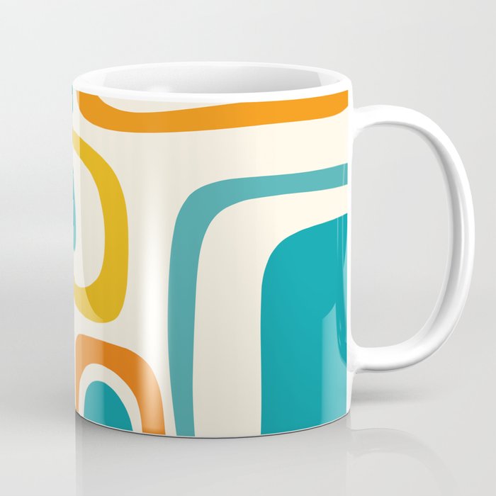Palm Springs Mid Century Modern Abstract Pattern Orange Mustard Teal Cream Coffee Mug Gallery Image 1