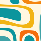 Palm Springs Mid Century Modern Abstract Pattern Orange Mustard Teal Cream Coffee Mug Gallery Image 2