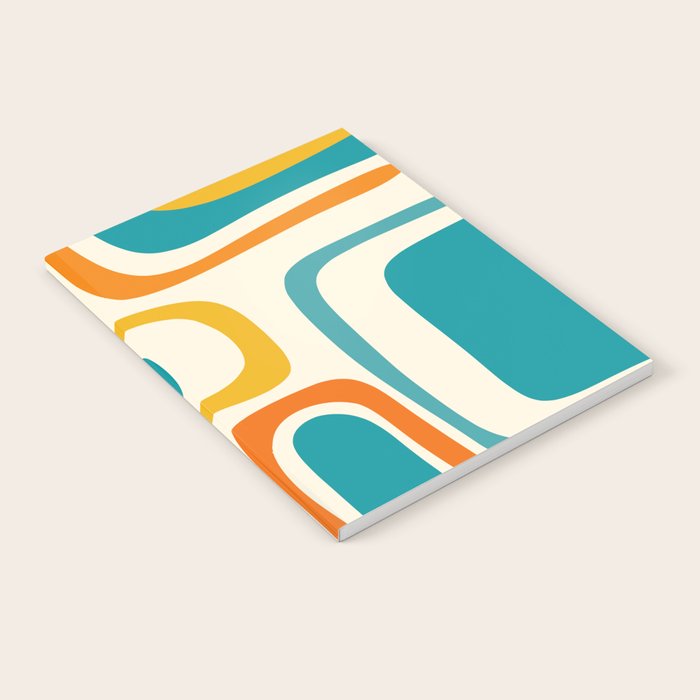 Palm Springs Mid Century Modern Abstract Pattern Orange Mustard Teal Cream Notebook Gallery Image 1