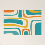 Palm Springs Mid Century Modern Abstract Pattern Orange Mustard Teal Cream Welcome Mat Gallery Image 1