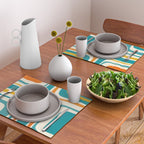 Palm Springs Mid Century Modern Abstract Pattern Orange Mustard Teal Cream Placemat Gallery Image 2