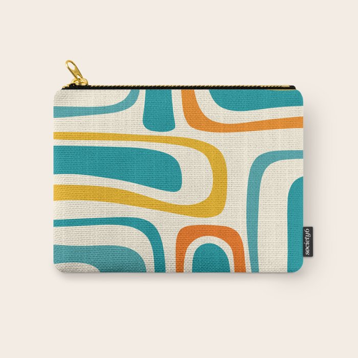 Palm Springs Mid Century Modern Abstract Pattern Orange Mustard Teal Cream Carry All Pouch Gallery Image 1