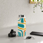 Palm Springs Mid Century Modern Abstract Pattern Orange Mustard Teal Cream Water Bottle Gallery Image 4