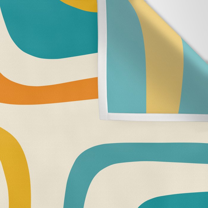 Palm Springs Mid Century Modern Abstract Pattern Orange Mustard Teal Cream Wall Tapestry Gallery Image 3