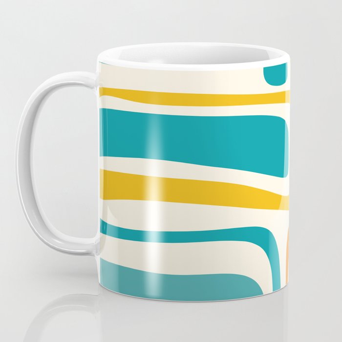 Palm Springs Mid Century Modern Abstract Pattern Orange Mustard Teal Cream Coffee Mug Gallery Image 3