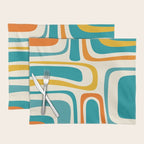 Palm Springs Mid Century Modern Abstract Pattern Orange Mustard Teal Cream Placemat Gallery Image 1