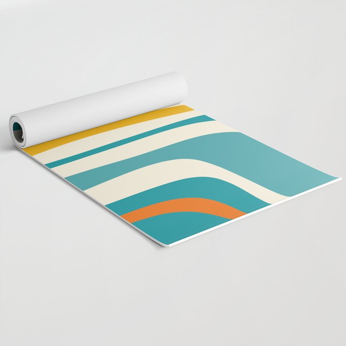 Palm Springs Mid Century Modern Abstract Pattern Orange Mustard Teal Cream Yoga Mat Gallery Image 2