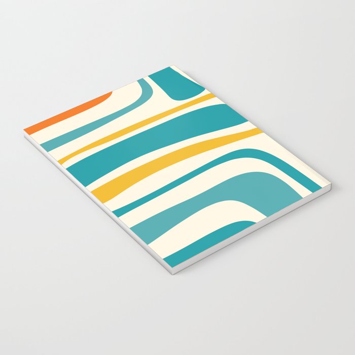 Palm Springs Mid Century Modern Abstract Pattern Orange Mustard Teal Cream Notebook Gallery Image 3