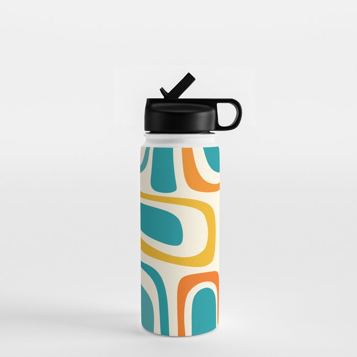Palm Springs Mid Century Modern Abstract Pattern Orange Mustard Teal Cream Water Bottle Gallery Image 1