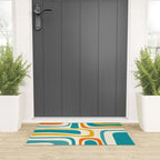 Palm Springs Mid Century Modern Abstract Pattern Orange Mustard Teal Cream Welcome Mat Gallery Image 3