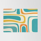 Palm Springs Mid Century Modern Abstract Pattern Orange Mustard Teal Cream Rug Gallery Image 2
