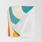 Palm Springs Mid Century Modern Abstract Pattern Orange Mustard Teal Cream Throw Blanket Gallery Image 3