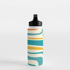 Palm Springs Mid Century Modern Abstract Pattern Orange Mustard Teal Cream Water Bottle Gallery Image 3