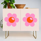 La Fleur | 05 - Abstract Retro Flower Print Pink Orange And Neutral Boho Decor Modern Floral Credenza Gallery Image 1