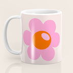 La Fleur | 05 - Abstract Retro Flower Print Pink Orange And Neutral Boho Decor Modern Floral Coffee Mug Gallery Image 3