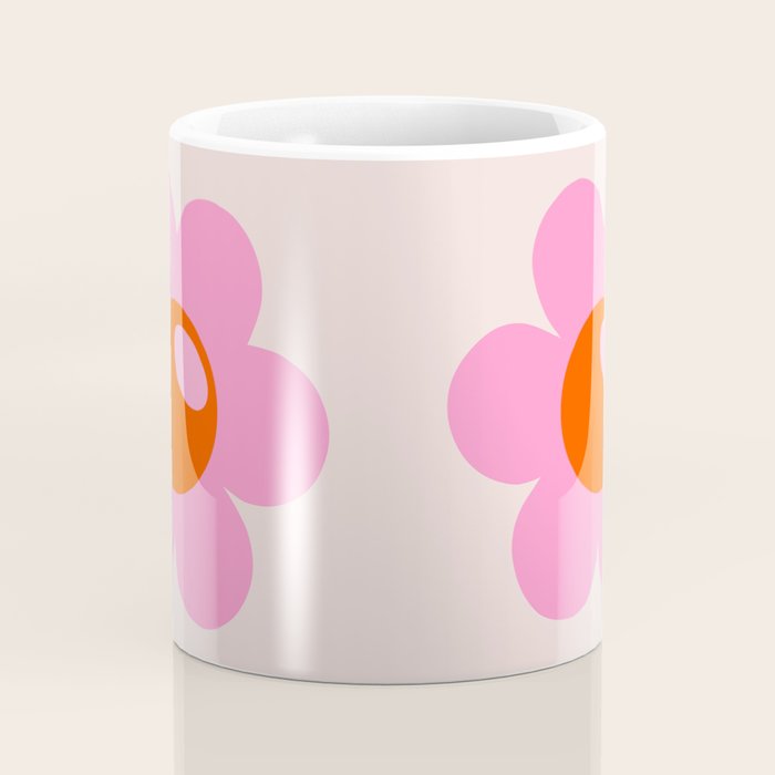 La Fleur | 05 - Abstract Retro Flower Print Pink Orange And Neutral Boho Decor Modern Floral Coffee Mug Gallery Image 4