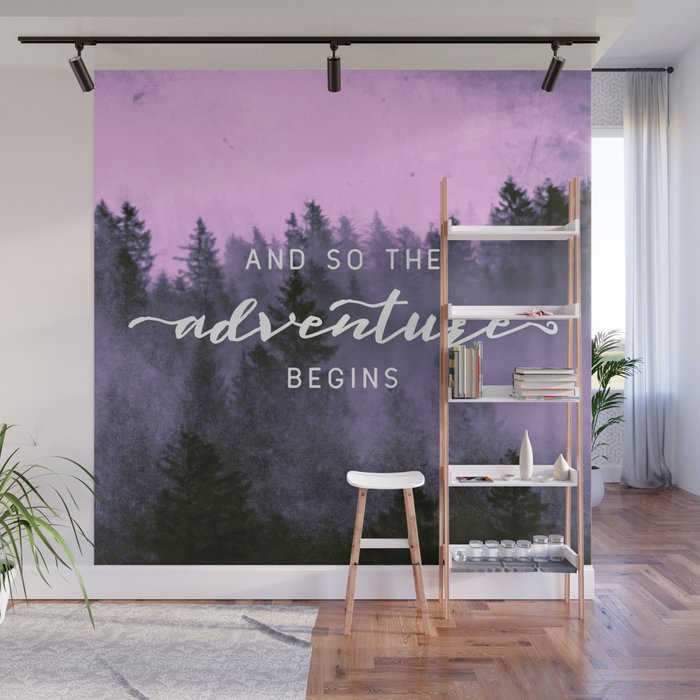 And So The Adventure Begins Pink Forest Wall Mural Gallery Image 1