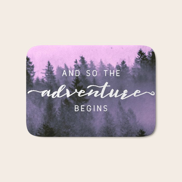 And So The Adventure Begins Pink Forest Bath Mat Gallery Image 1