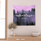 And So The Adventure Begins Pink Forest Wall Tapestry Gallery Image 2