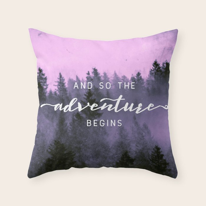 And So The Adventure Begins Pink Forest Throw Pillow Gallery Image 6