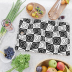 Black and white happy face checkered pattern Cutting Board Gallery Image 2