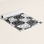 Black and white happy face checkered pattern Yoga Mat Gallery Image 2