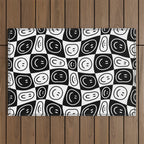 Black and white happy face checkered pattern Outdoor Rug Gallery Image 1