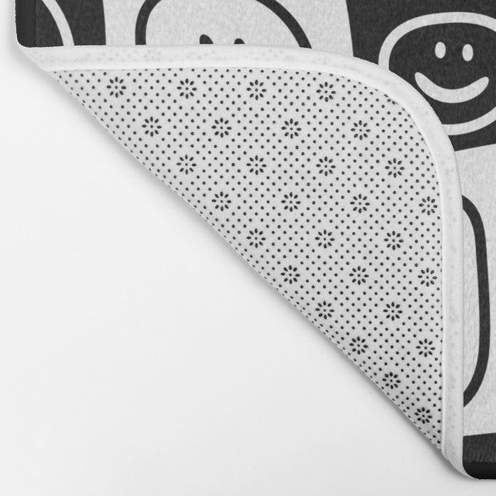 Black and white happy face checkered pattern Bath Mat Gallery Image 2