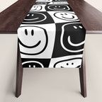 Black and white happy face checkered pattern Table Runner Gallery Image 1