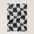 Black and white happy face checkered pattern Stationery Card Gallery Image 2