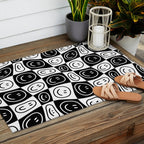 Black and white happy face checkered pattern Outdoor Rug Gallery Image 2
